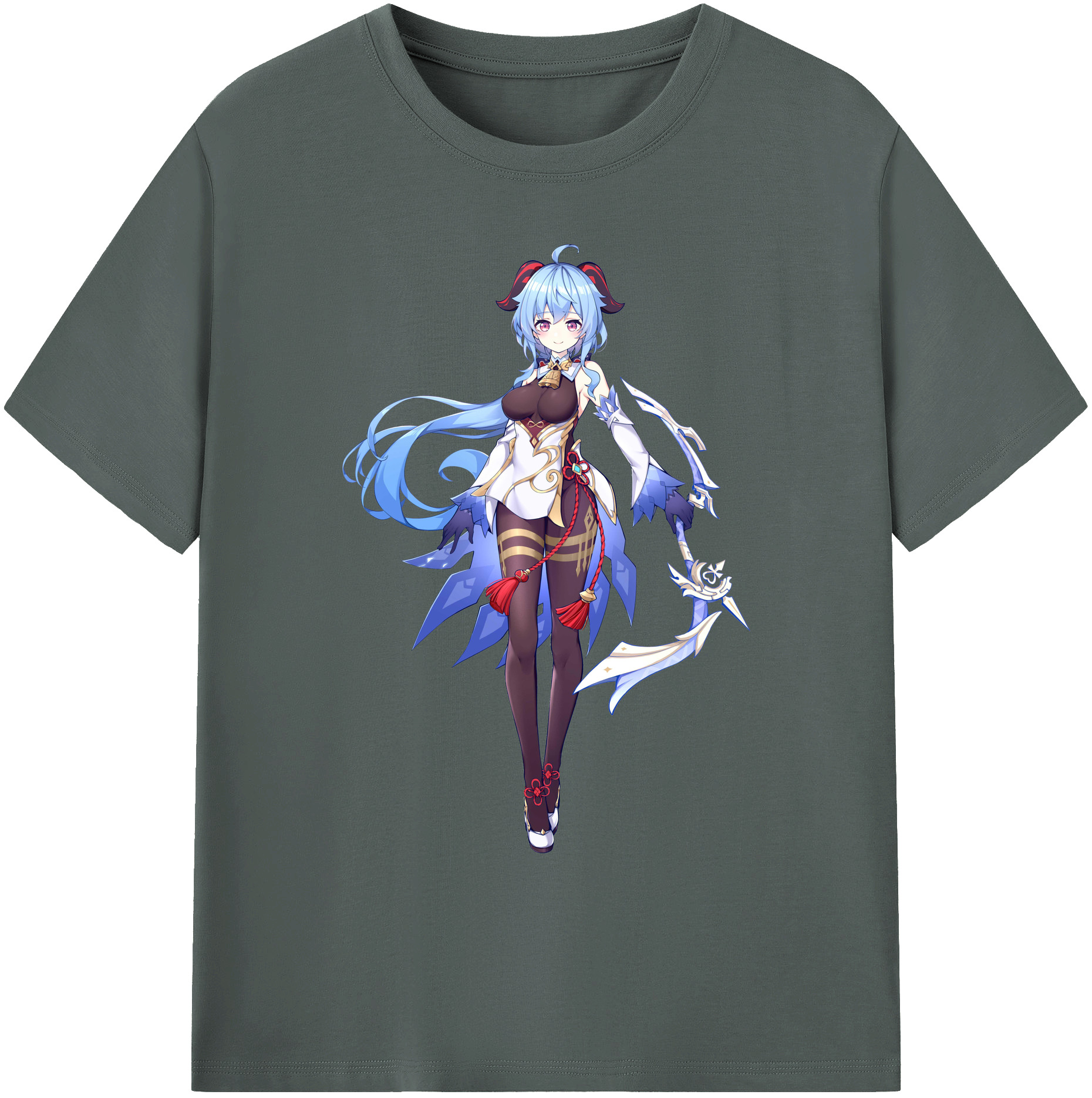 げんし神 甘雨 かんう genshin Ganyu 綿100％ メンズ半袖Tシャツ｜肌触りやわらか＆通気性